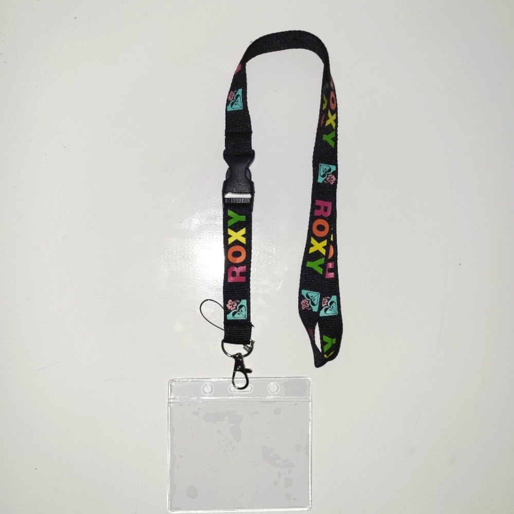 E7. Best Sport Clothing Roxy Black One Size Lanyard & Vaccine Card Holder